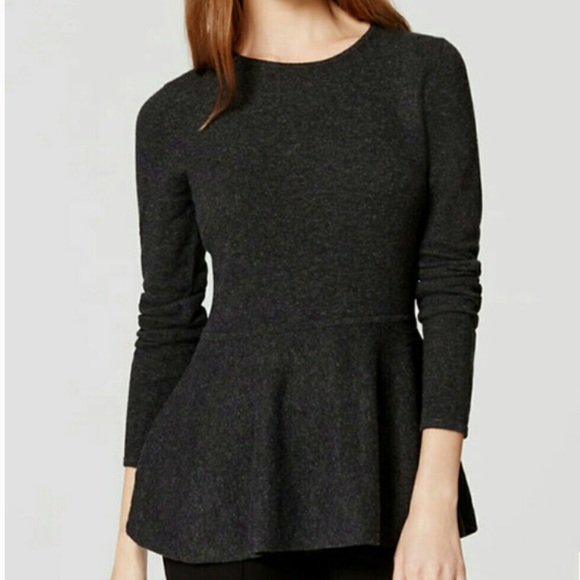 Ann Taylor Italian Wool Peplum Gray Sweater Top